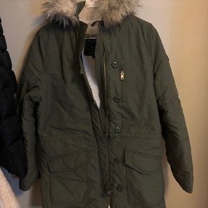 Green Faux fur winter coat!